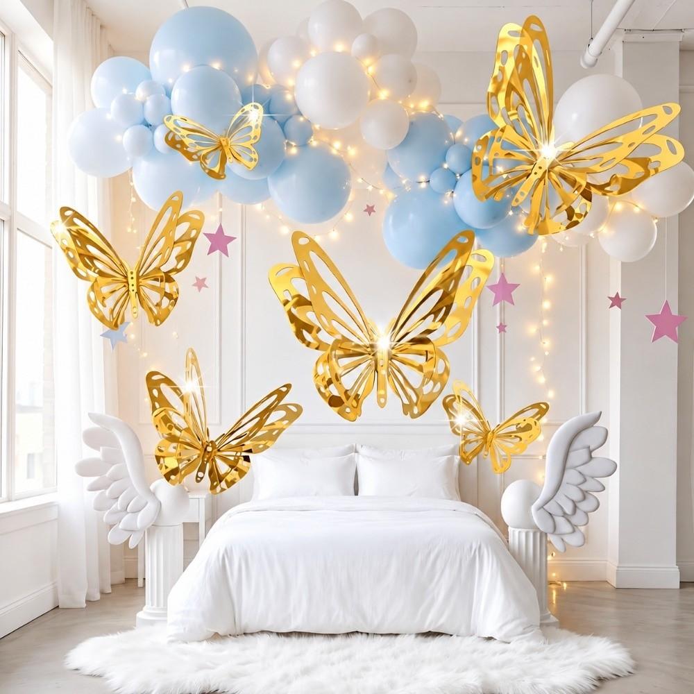 6PCS Double Layers Butterfly Hanging Decoration Multicolor Decorative Butterfly Party Supplies