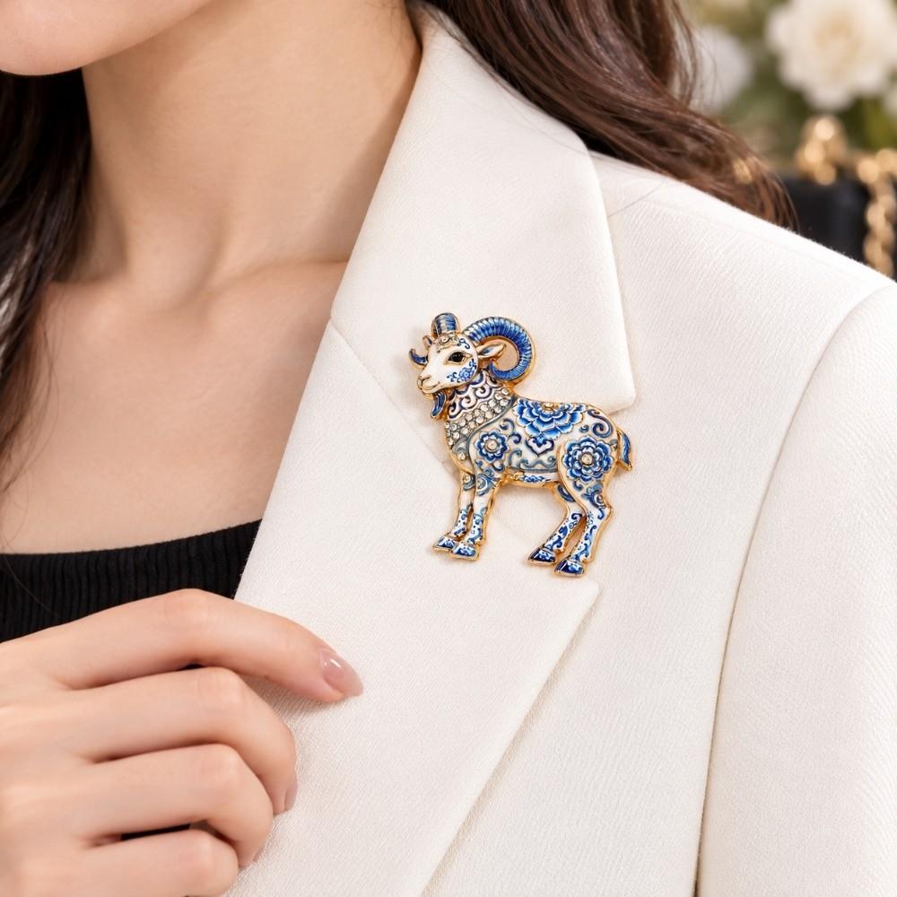 Enamel Painted Sheep Brooch Vintage Fashion Brooch Pin Durable Animal Brooch  Outfit Styling
