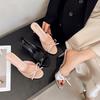 Gentle French Summer 2025 New Bow Word Cool Slippers Women's Summer Wear Stiletto High Heels