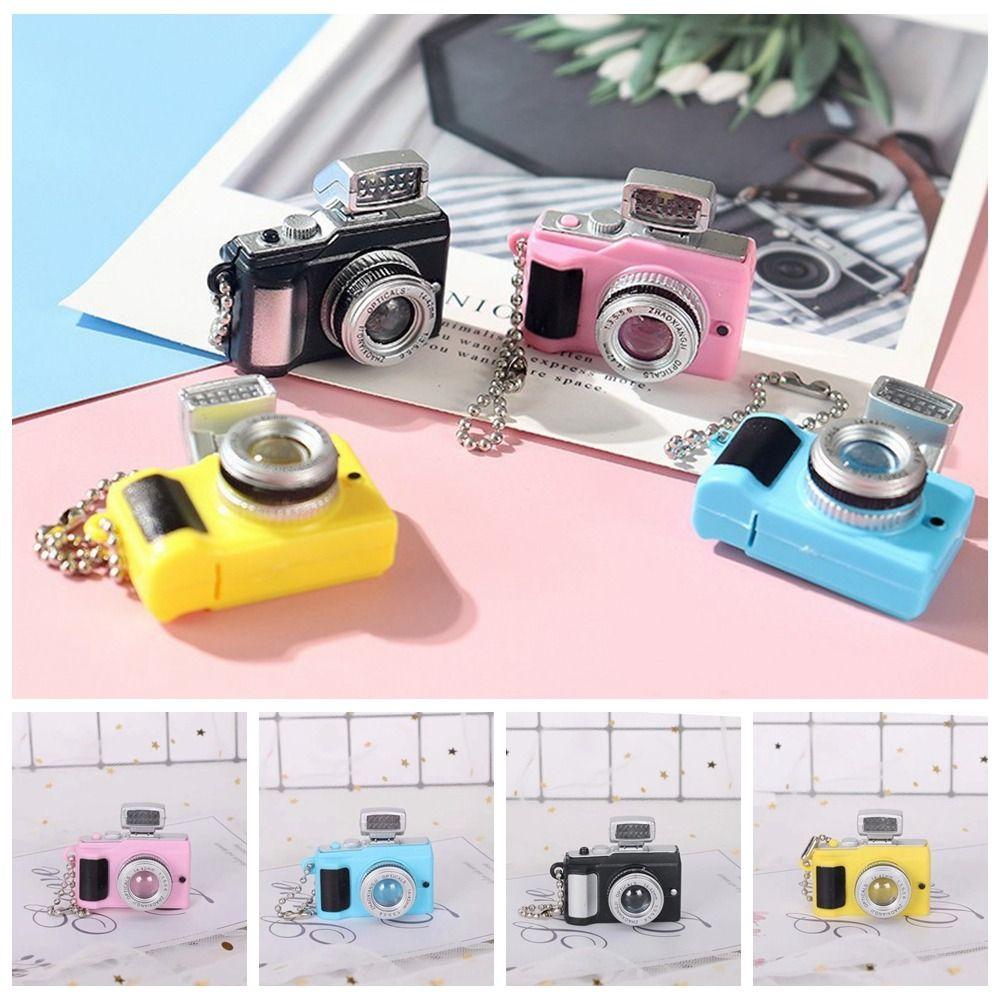 Plastic Camera Electric Luminous Key Chain Mini Camera Toy Led Keychains  Friends Birthday Gifts