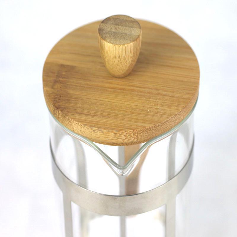 Френч-пресс с бамбуковой крышкой, термостойким стеклом и контейнером для кофе из боросиликатного стекла