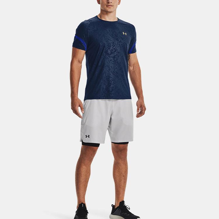 Under Armour Мужская облегающая футболка с коротким рукавом и принтом логотипа Dopamine, темно-синяя 1370318-408