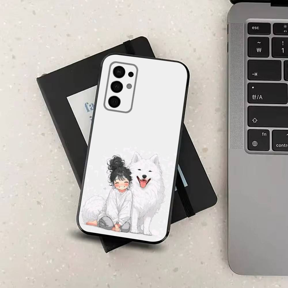 Чехол для девочки, собаки, милый мультяшный, для Samsung Galaxy A73,52,71,22,Note,31,8,9,53,32,72,41,J7, Мягкий черный силиконовый чехол