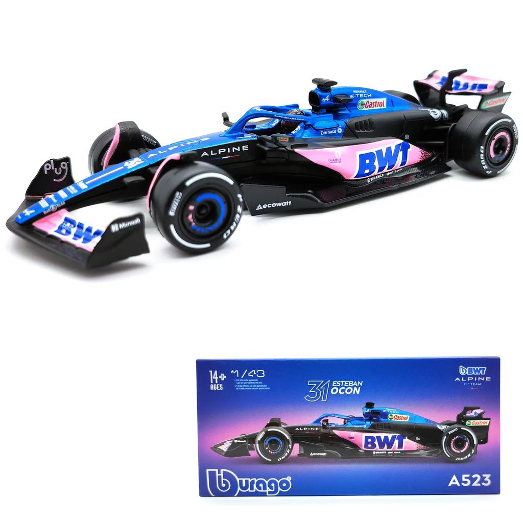 ABBP1 Bburago 1:43 BWT Alpine 2023 A523 #10 #31 F1 Racing Formula Car Static Simulation Diecast Alloy Model Car