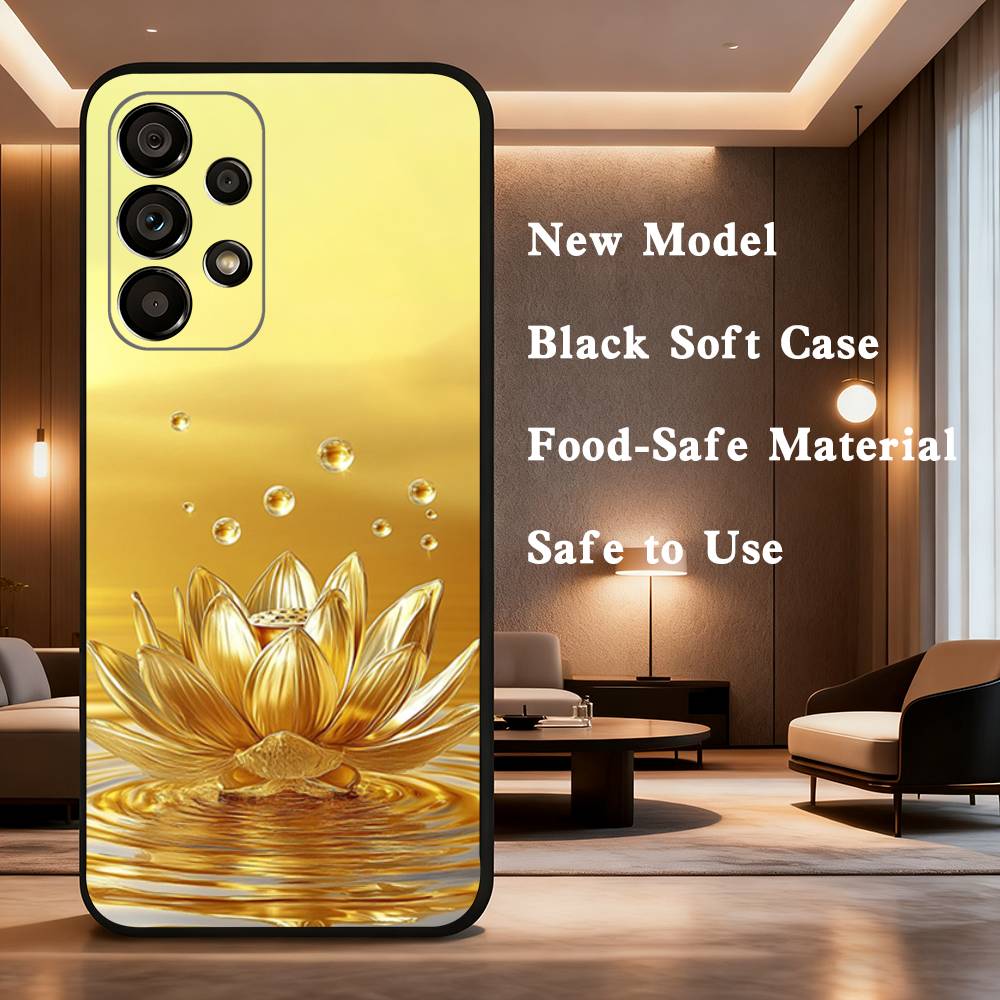 Wealth Art Dazzling Gold Phone For Samsung Galaxy A53,31,52,72,41,22,73,32,71,Note,J7,8,9,5G Soft Black Silicone Case