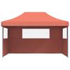 Pop Up Folding Party Tent with 3 Side Panels Terracotta Orange