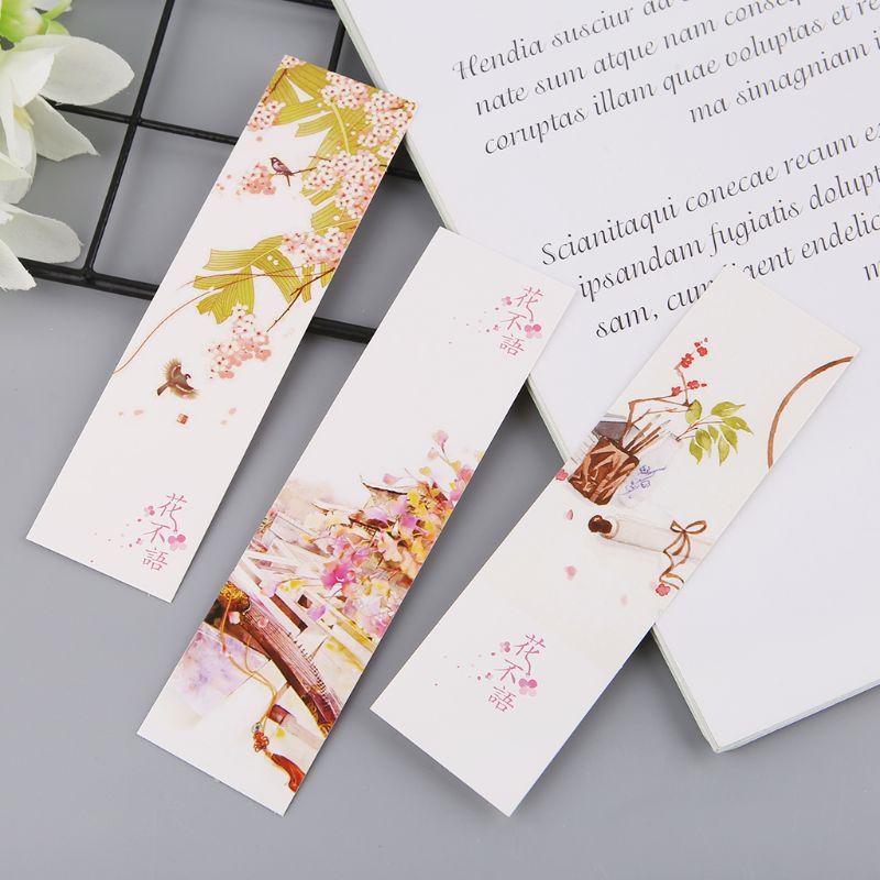 30pcs Chinese Style Paper Bookmarks Painting Cards Beautiful Boxed Bookmark Commemorative Gifts