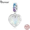 BAMOER New 925 Sterling Silver Heart Charms Fit for Silver Bangle & Bracelet Love Pendant Fit Necklace Summer Vibe Fine Jewelry
