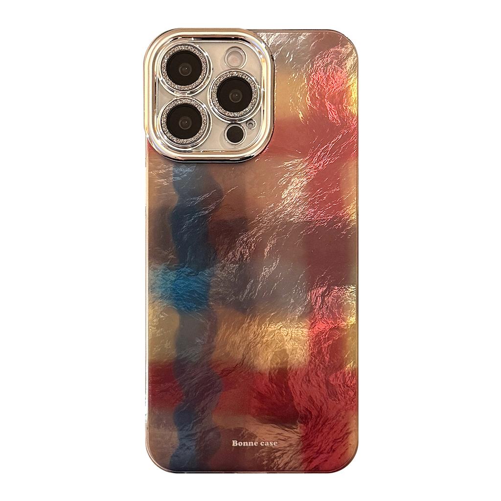 Checked Smudged Mobile Phone Case Suitable for 16 Apple 17 Promax Lens Film Iphone15 Retro Style 13 High End 12