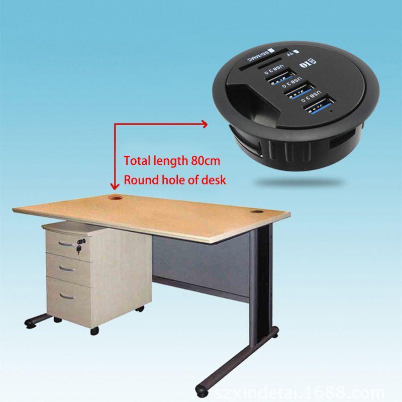 USB-концентратор, крепление на столе, розетка USB 3.0, 3 порта с картридером для ПК/планшета, USB-разветвитель