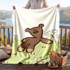 Warm Flannel Blanket Mr Bean Pattern, Lightweight Comfortable Throw Blanket for Bed Sofa Use