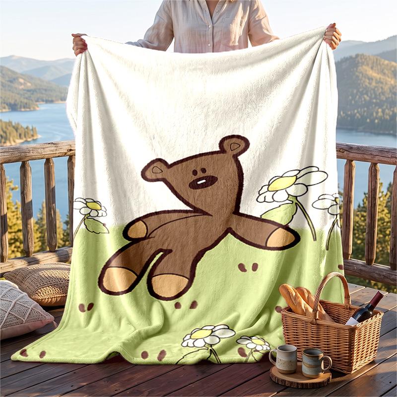 Warm Flannel Blanket Mr Bean Pattern, Lightweight Comfortable Throw Blanket for Bed Sofa Use
