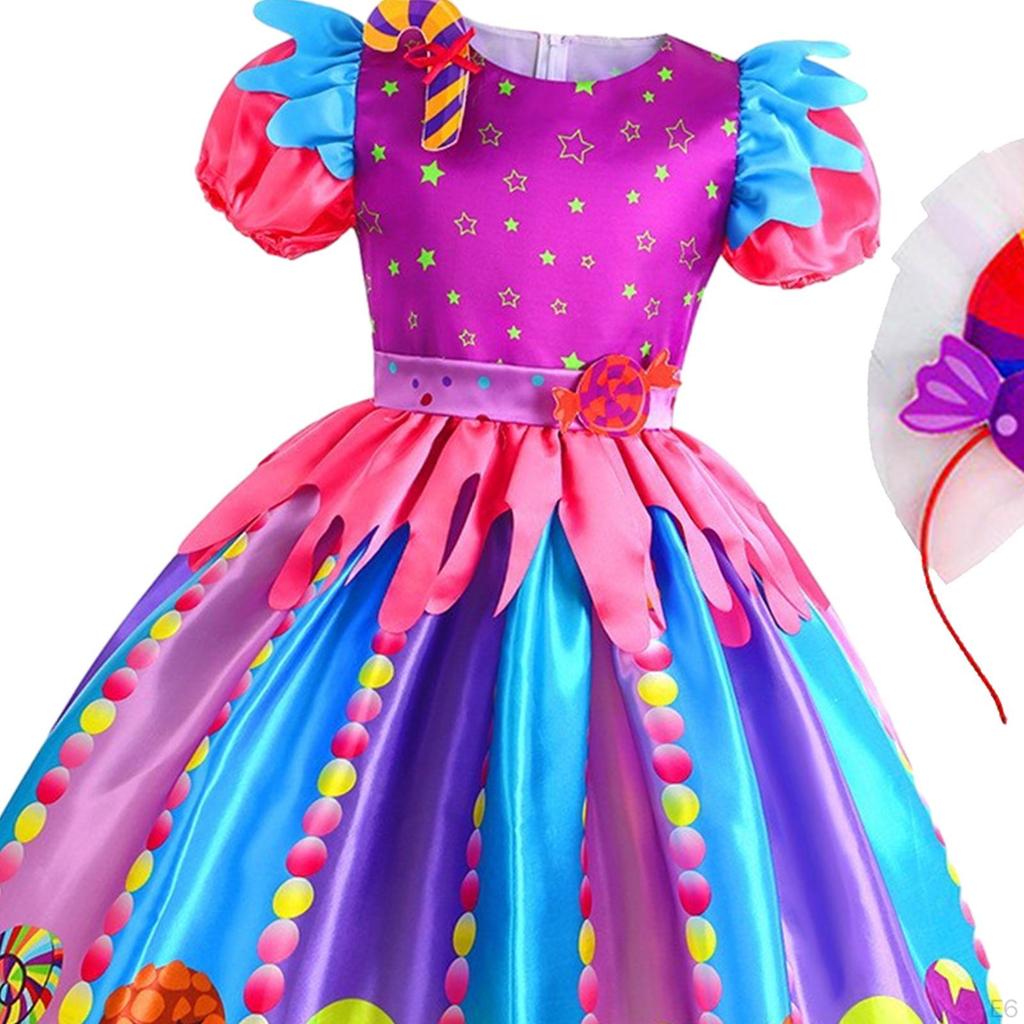Candy Dress for Girls Lollipop Fancy Rainbow Princess Up Festival Role