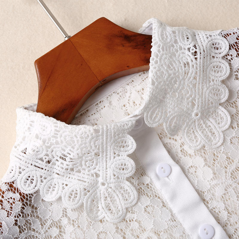 Lace Fake Collar Women'S Versatile Chiffon Fake Collar Lace Hollow Shirt Collar Summer And Autumn Bottom Decorative Collar