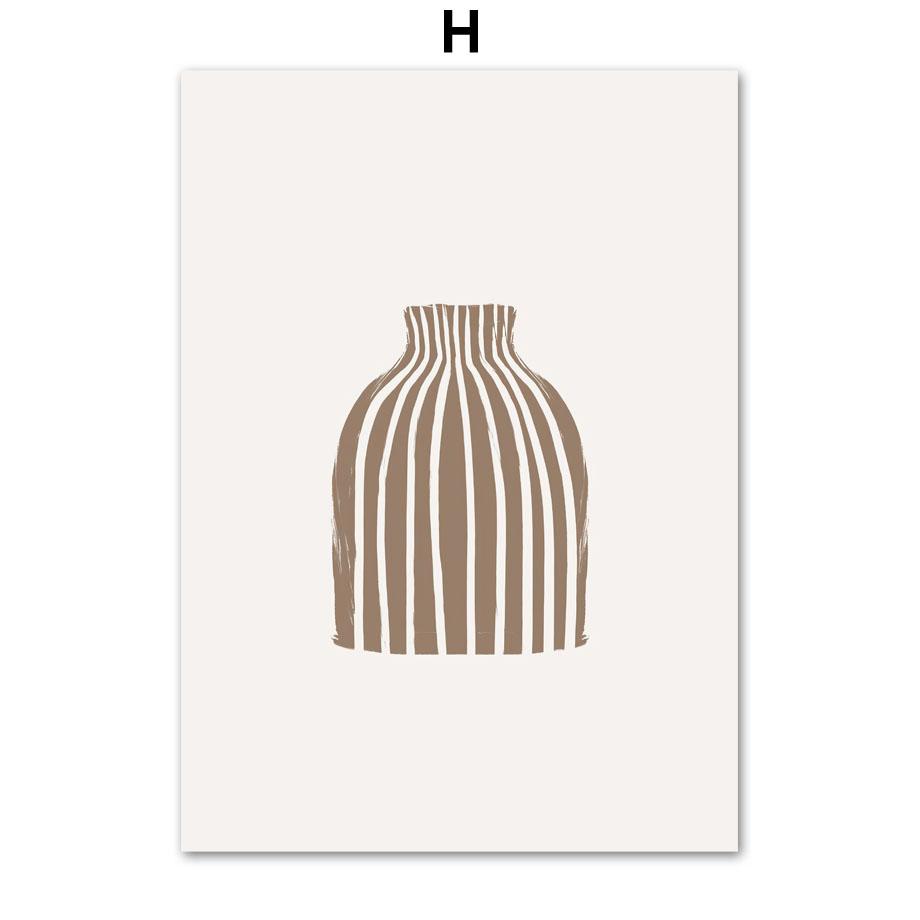 Камышовые растения Пляжный Бохо Абстрактные линии Тыква Постеры и Принты Бежевое настенное искусство Холст Картина для гостиной Домашнее украшение