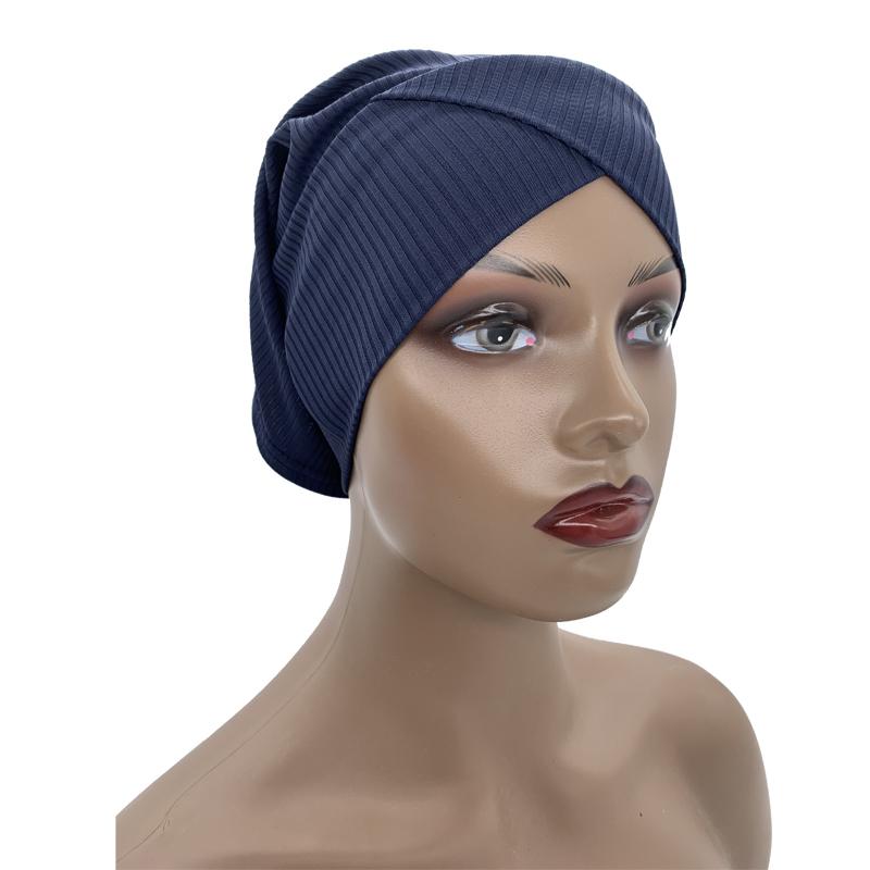 Ribbed Cross Front Under Scarves Muslim Inner Hijab Cap