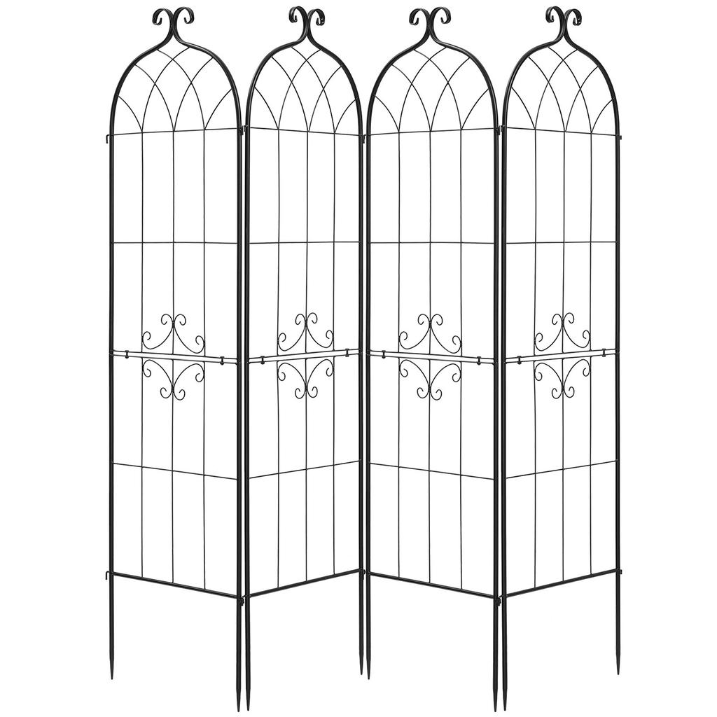 VEVOR Garden Trellis, 180 x 52.5 cm Rose Trellis, 4 Packs Garden Flower Rose Trellises with Powder-Coated Finish & Convenient Locking Design