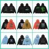 Унисекс Оверсайз Худи Streetwear Хлопок Тяжелый Стирка Потертый Принт Свитшот Осень