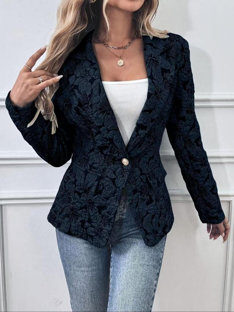 Women S Casual Short Blazer Retro Lily Jacquard Slim Fit