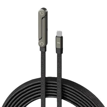 3-in-1 240W USB-A/Type-C 2.1A 6A Fast Charging Data Cable with Mobile Phone Holder for iPhone 15/17 Tablet & Gaming
