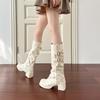 Two Long and Short Boots, New Detachable Stacking Boots In Autumn and Winter, Thick High-heeled Thick-soled High Boots, White Trouser Boots.