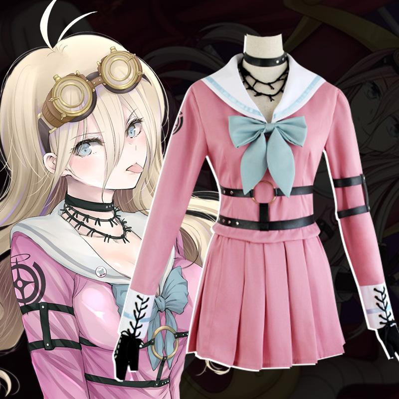 Аниме Danganronpa V3 Miu Iruma костюмы для косплея для женщин и девочек Miu Iruma парик платье униформа костюм одежда на Хэллоуин