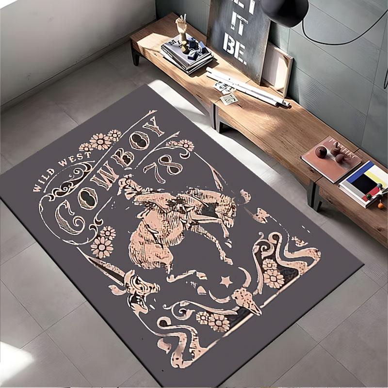 Wild West Cowboy Riding Design suitable as a non-slip mat for the living room or bedroom sofa