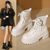 Белые женские ботильоны Новые зимние модные женские короткие ботинки из искусственной кожи с бисером Меховые теплые женские ботильоны