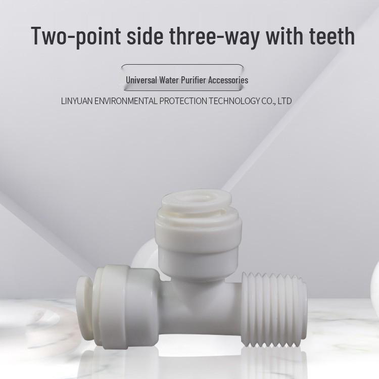1/2" External Thread T-Type Side 7544 Three-Way Water Purifier Connector for PE Pipe