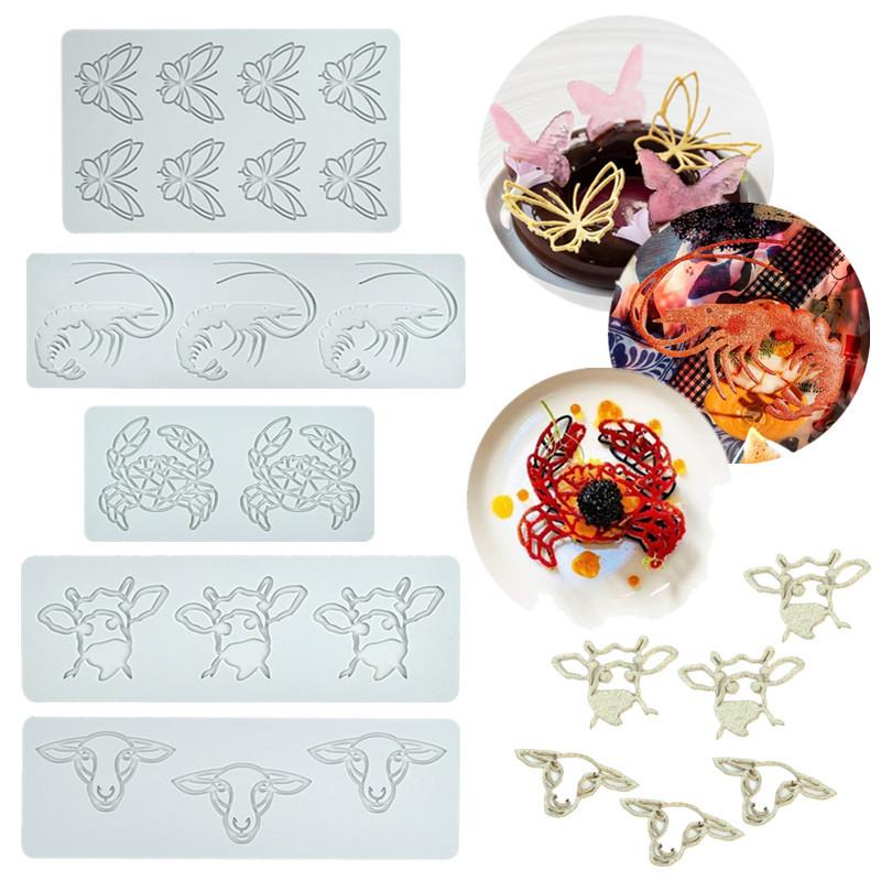 Lobster Crab Fishbone Animal Shape Silicone Cake Lace Mold Butterfly  Swan Cake Decorating Tool DIY French Dessert Baking Tool