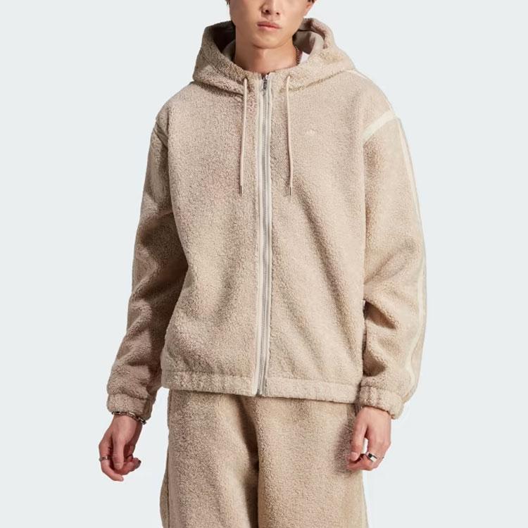 adidas Originals Trefoil Premium Essentials Флисовая куртка с капюшоном Мужская Верхняя одежда Бежевый IM4441