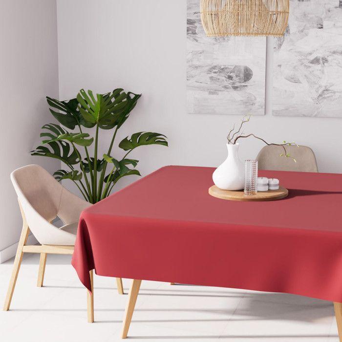 ALIX Red Square Stain-resistant Tablecloth 180x180 Cm, by Soleil d'Ocre