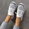 Spring Casual Canvas Shoes Women's Leopard Print Lace-up Rhinestone Mesh Shoes Single Shoes