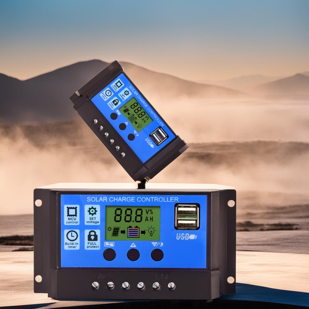 Solar Charge and Discharge Controller LCD Display Dual USB Automatic Solar Panel Charger Regulator 5V-24V Voltage Regulator