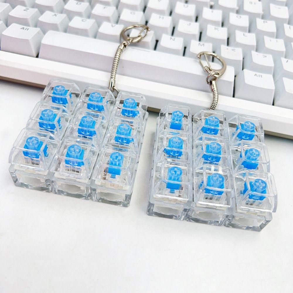 Bright RGB Ambient Lights Mechanical Switch Keychain Keyboard Key Cap Pendant Stress Relief