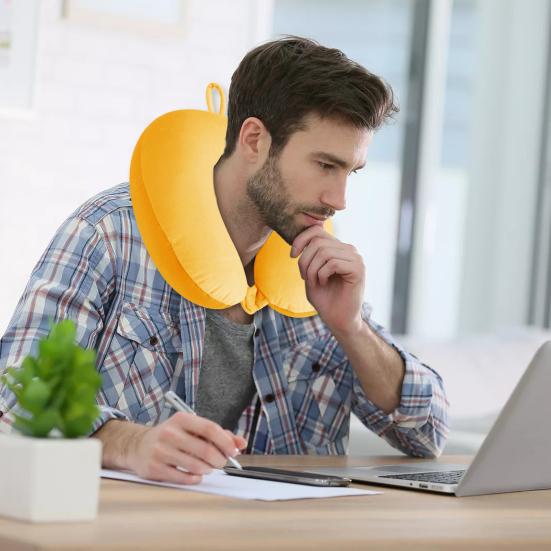 Подушка U-образной формы с эффектом памяти, толстая, эластичная, медленно отскакивающая, с подвесным кольцом, регулируемая подушка для шеи