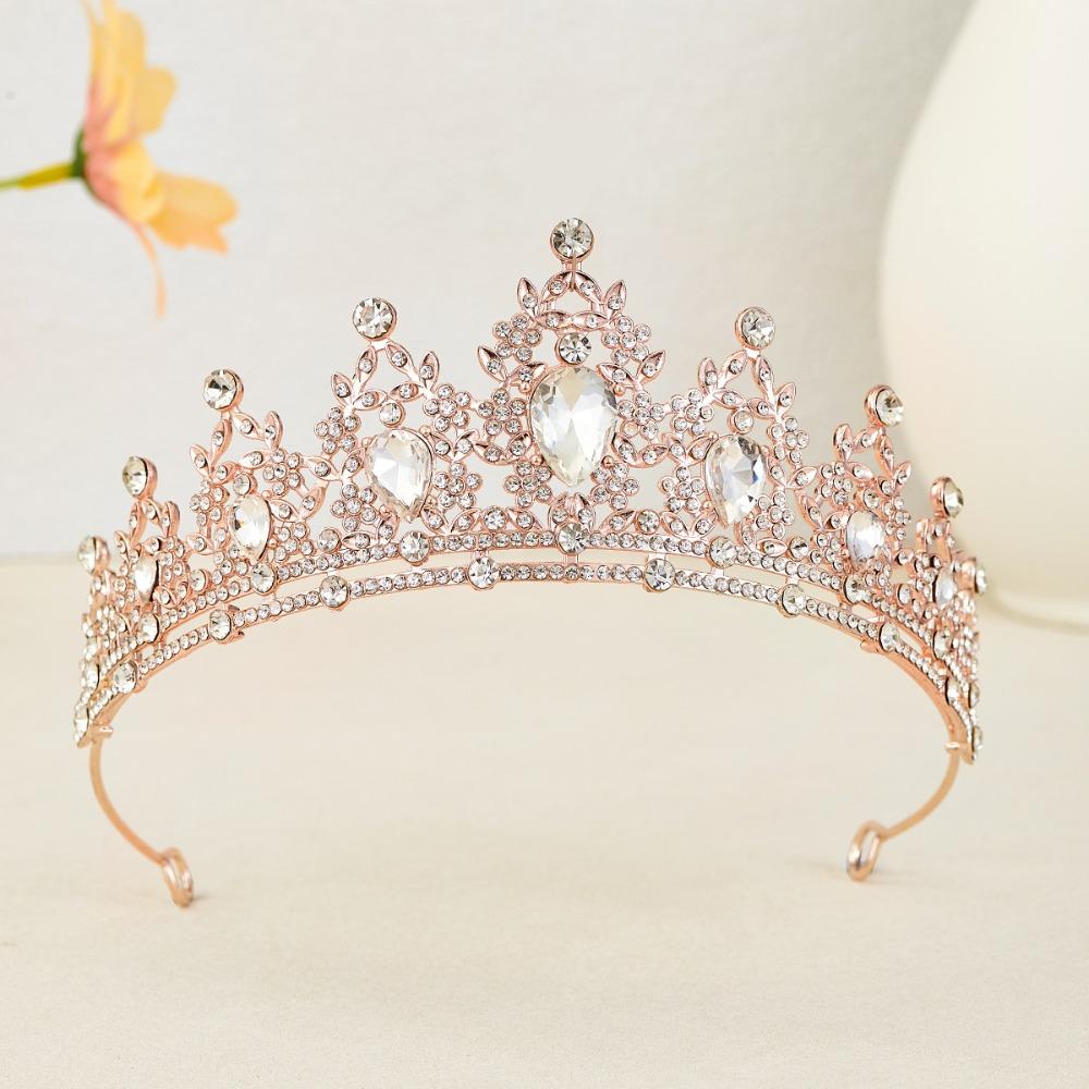 Shiny Baroque Crown Elegant Princess Rhinestone Crown Exquisite Bridal Tiara Women/Girls
