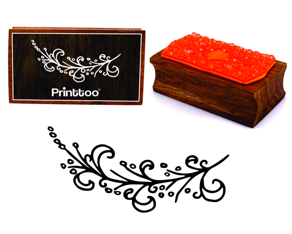 Printtoo Floral Branch Rectangular Wooden Rubber Stamp Block Crafting