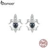 Bamoer стерлингового серебра 925 пробы, винтажные серьги-гвоздики с ирисами, серьги-гвоздики с фианитами для женщин, вечерние ювелирные изделия, подарок