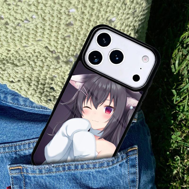 Чехол для телефона с изображением аниме-девушки-кошки для IPhone 11 12 13 14 15 16e 17 Pro Max Чехол для IPhone 17 Air