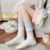 Soft Plush Sleep Socks Bowknot Warm Home Socks Simple Middle Tube Socks  Cold Weather