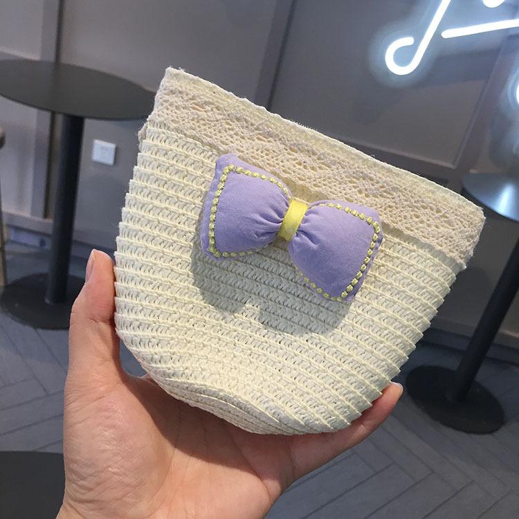 Girls Summer Princess Straw Hat With Large Brim And Bow Bag Sun Protection Beach Vacation Essential For Kids