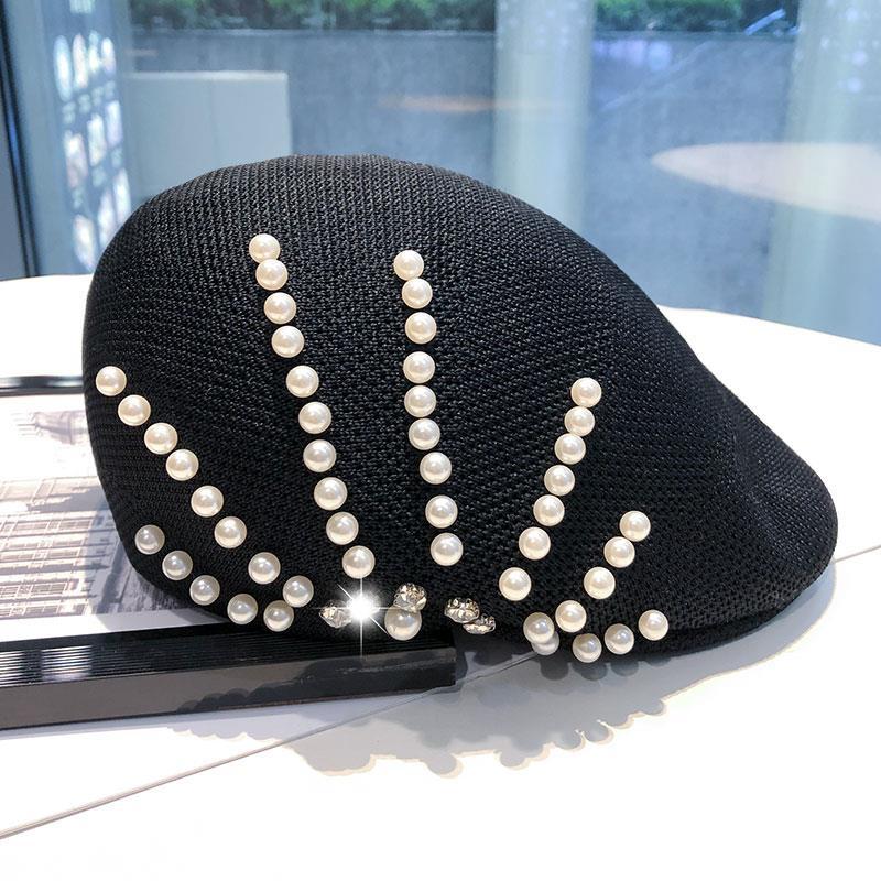 Новый осенне-зимний шерстяной берет с жемчугом и стразами, женская кепка в британском стиле ретро, ​​корейская версия, детская шляпа японского художника Mujer