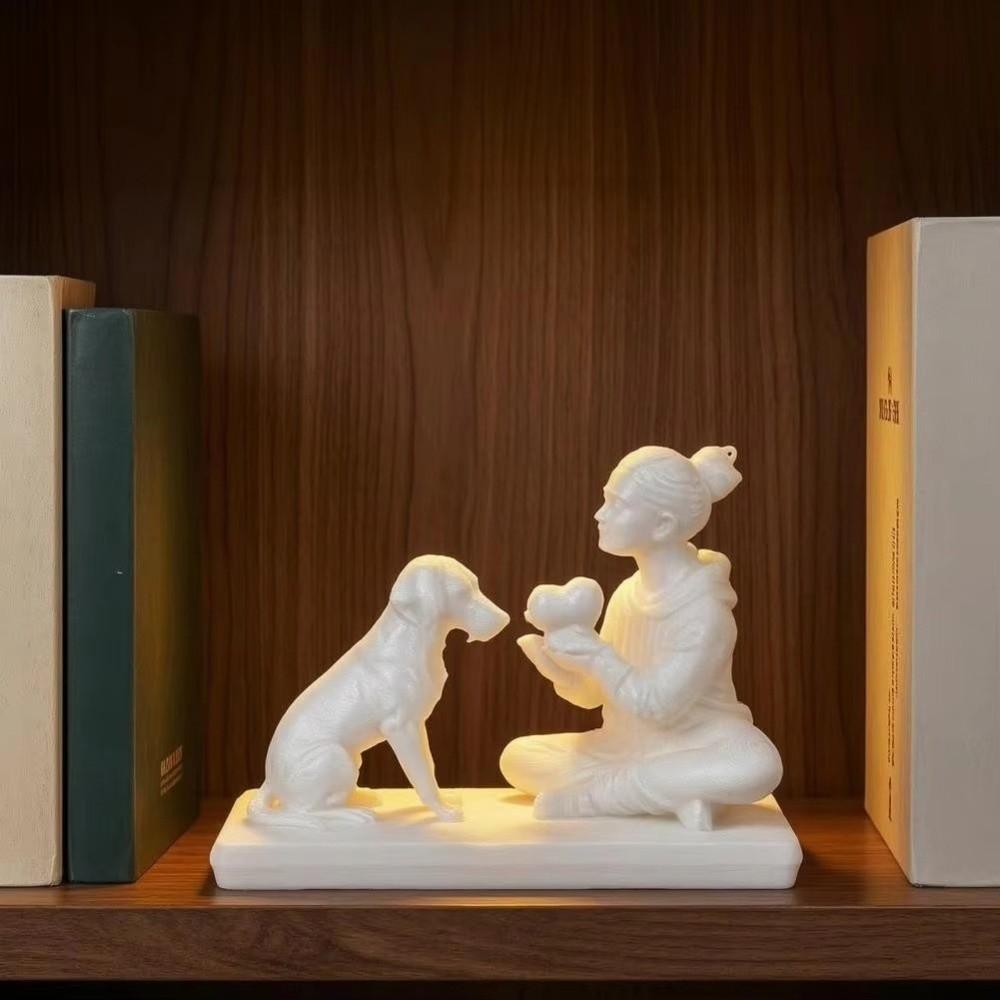 Nordic-Style Girl And Cat Statues Creative Canine Statues Crafts Home Living Room
