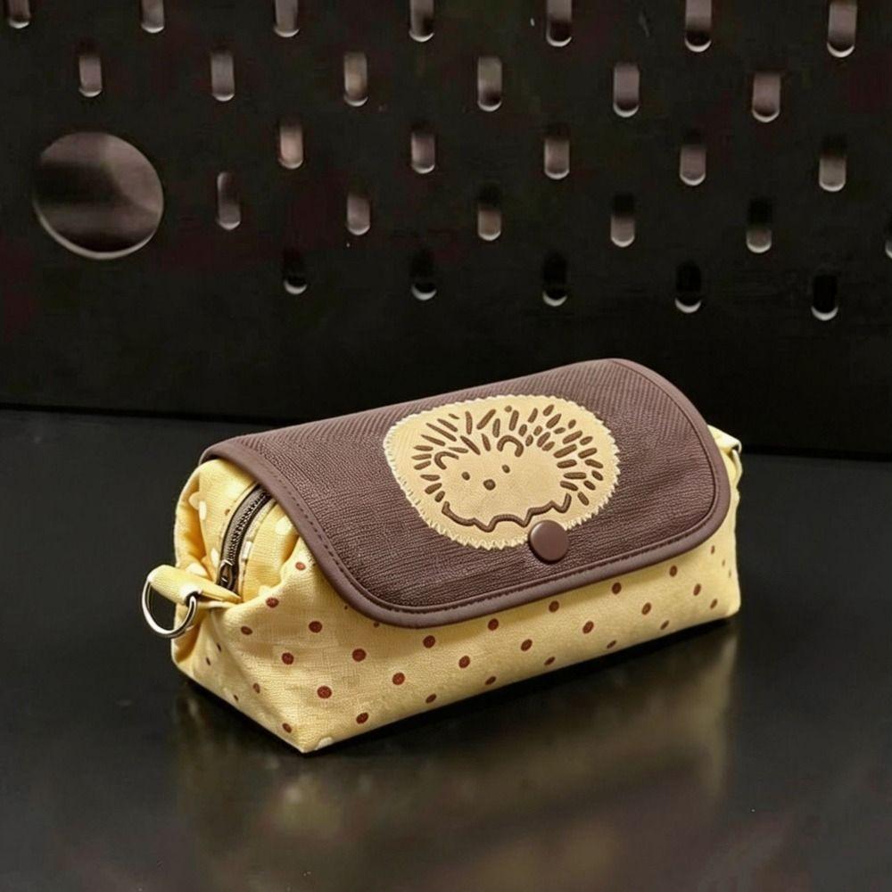 Cute Hedgehog Pen Bag Dot Pattern Pencil Pouch High Quality Pencil Case Gift