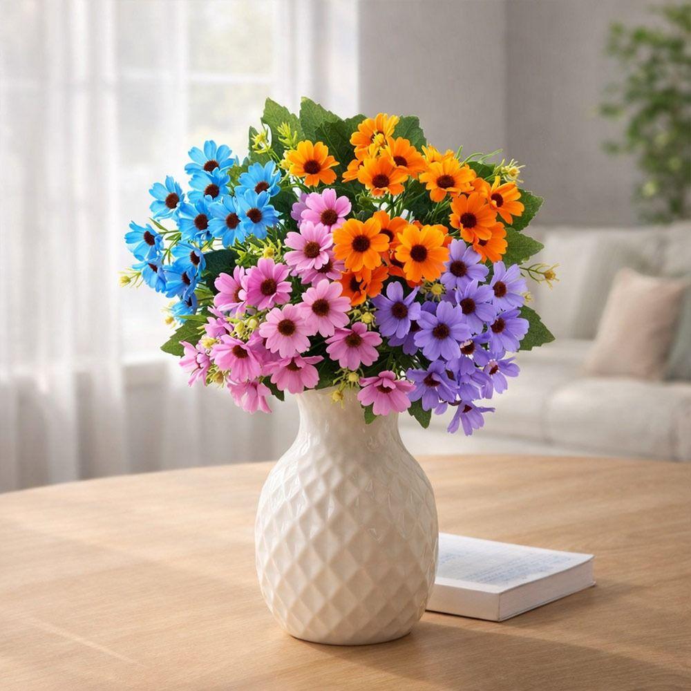 Fashion 20 Heads Artificial Flowers DIY Flower Silk Sunflowers Bouquets Multicolor Floral Arrangement Fake Flowers Party Decor