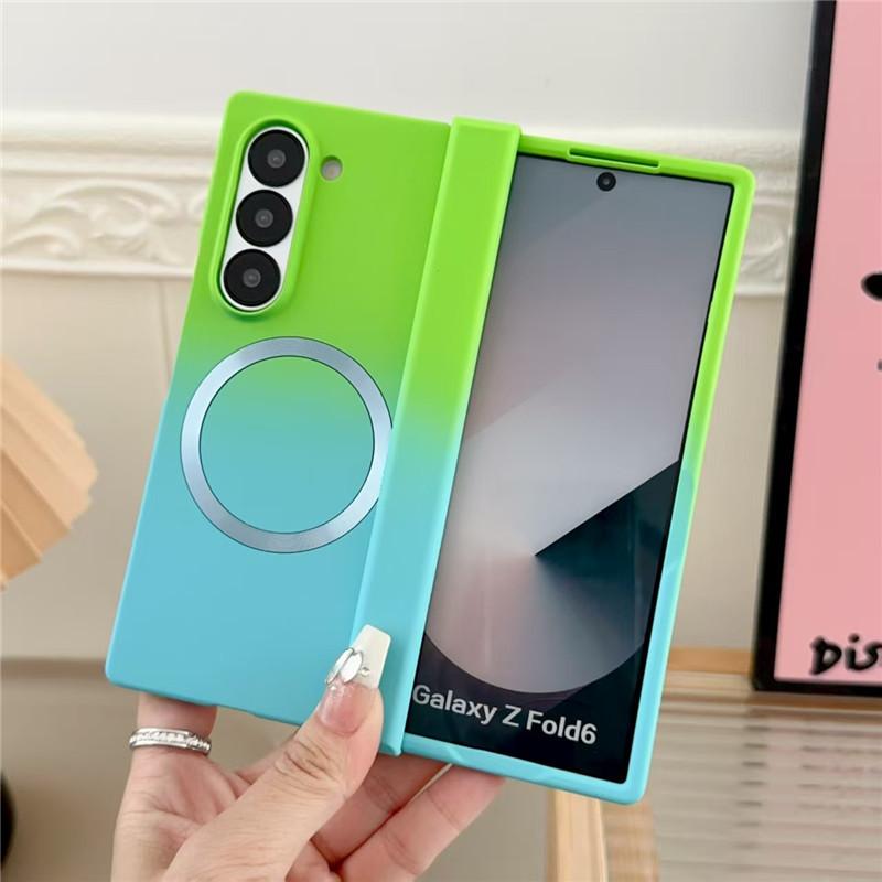 case for Samsung Z FOLD 7 6 5 4 3 Magnetic wireless charging protective cover gradient tough shell Shock Proof Anti-Fingerprint