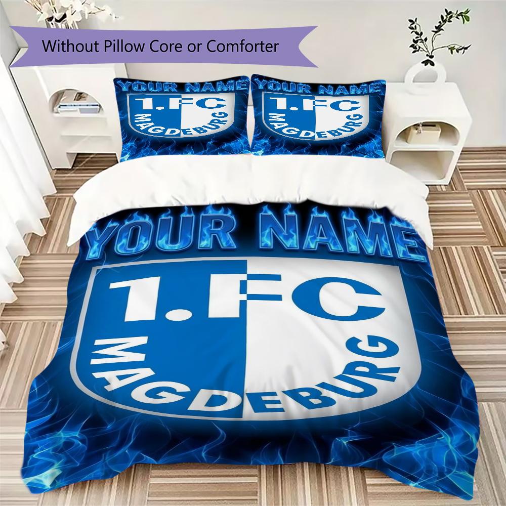Custom Name FC Magdeburg Pattern Bedding uilt Set uilt Cover Pillowcase Home Decoration Birthday Gift (1*duvet cover+2*pillowcase without core)