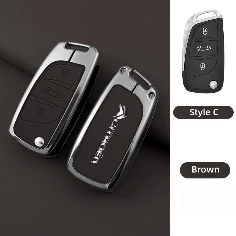 YKFEA1 Zinc Alloy Leather Car Key Case Cover For Citroen C1 C2 C3 C4 C5 C6 C4L Berlingo Picasso Jumpy Nemo Aircross Sega C5 X VTS C3 XR