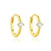 Solitaire Huggie Hoop Earrings - Sterling Silver Gold Plated